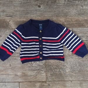 Old Navy Kids Navy Blue and Red Striped Cardigan